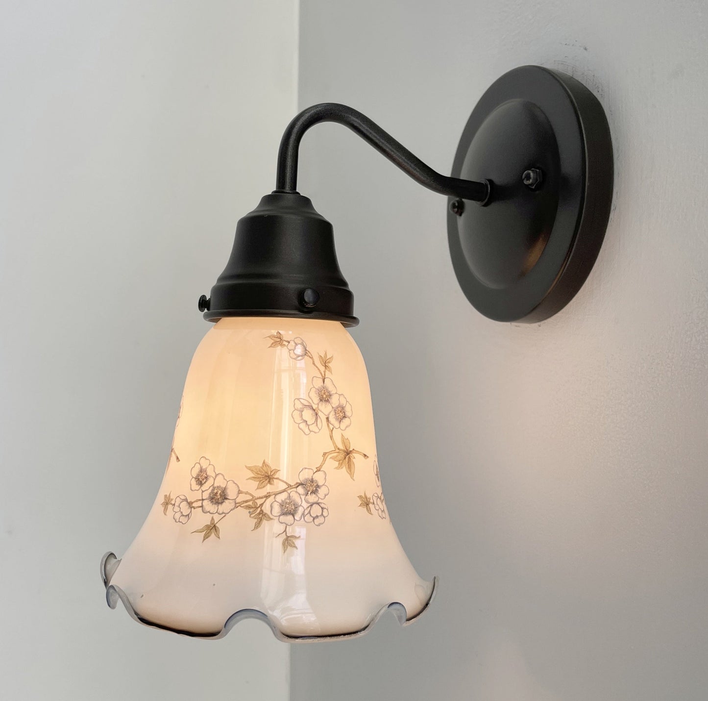 Antique PRINTED FLORAL 1960's Wall Sconce Lighting