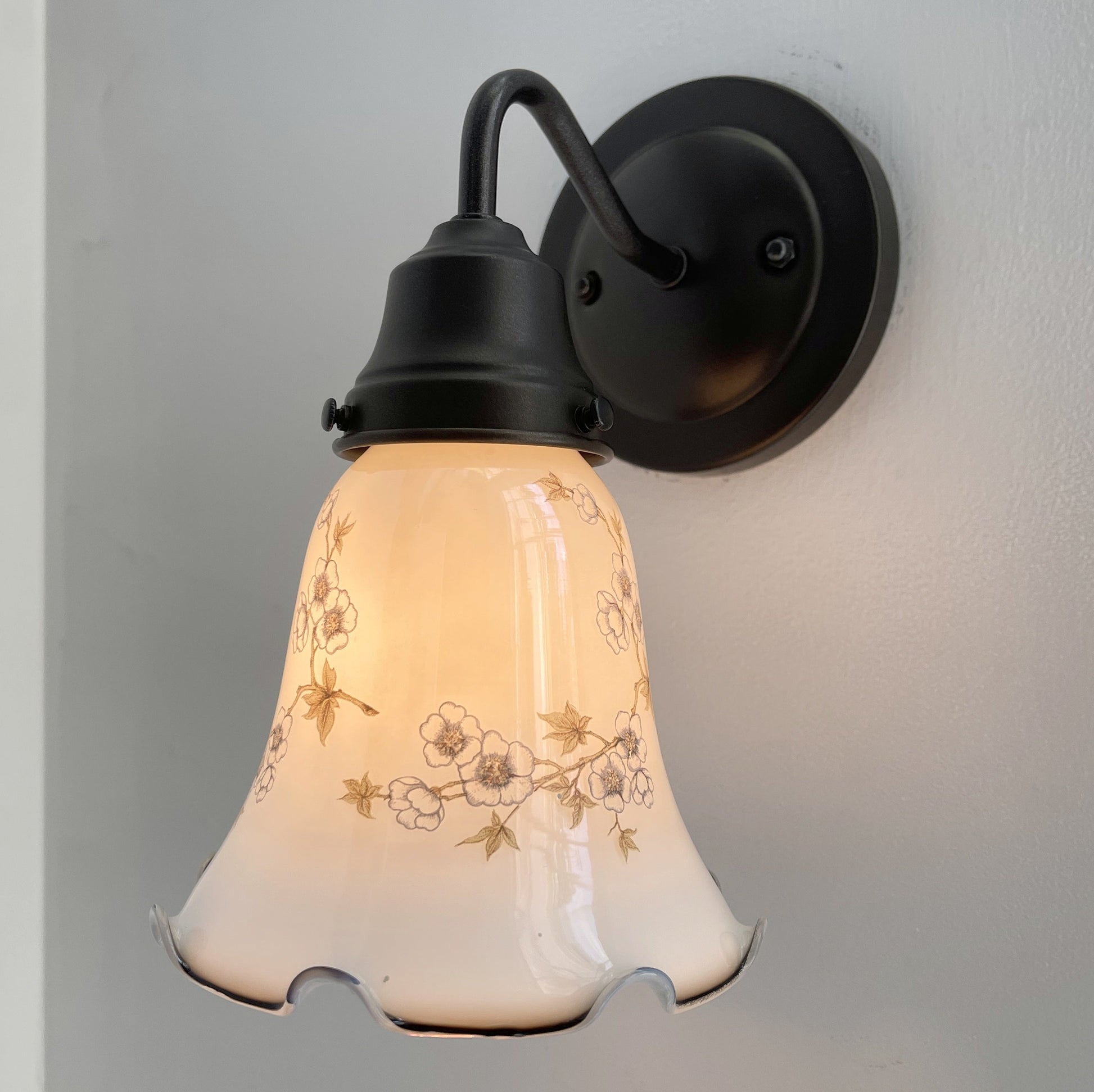 Antique PRINTED FLORAL 1960's Wall Sconce Lighting