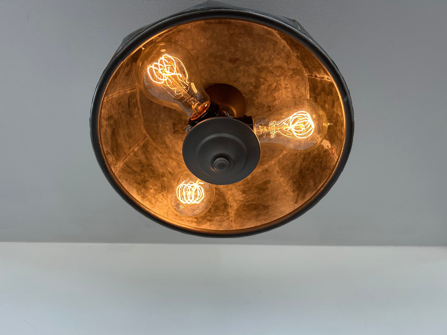 Rustic Metal Farmhouse Ceiling Light With Chain - 8 Sided