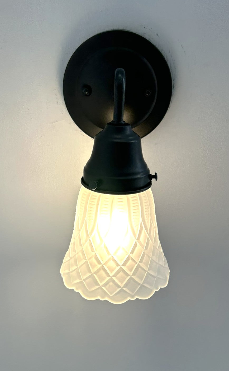 Frosted Diamond Quilted Glass Wall Sconce