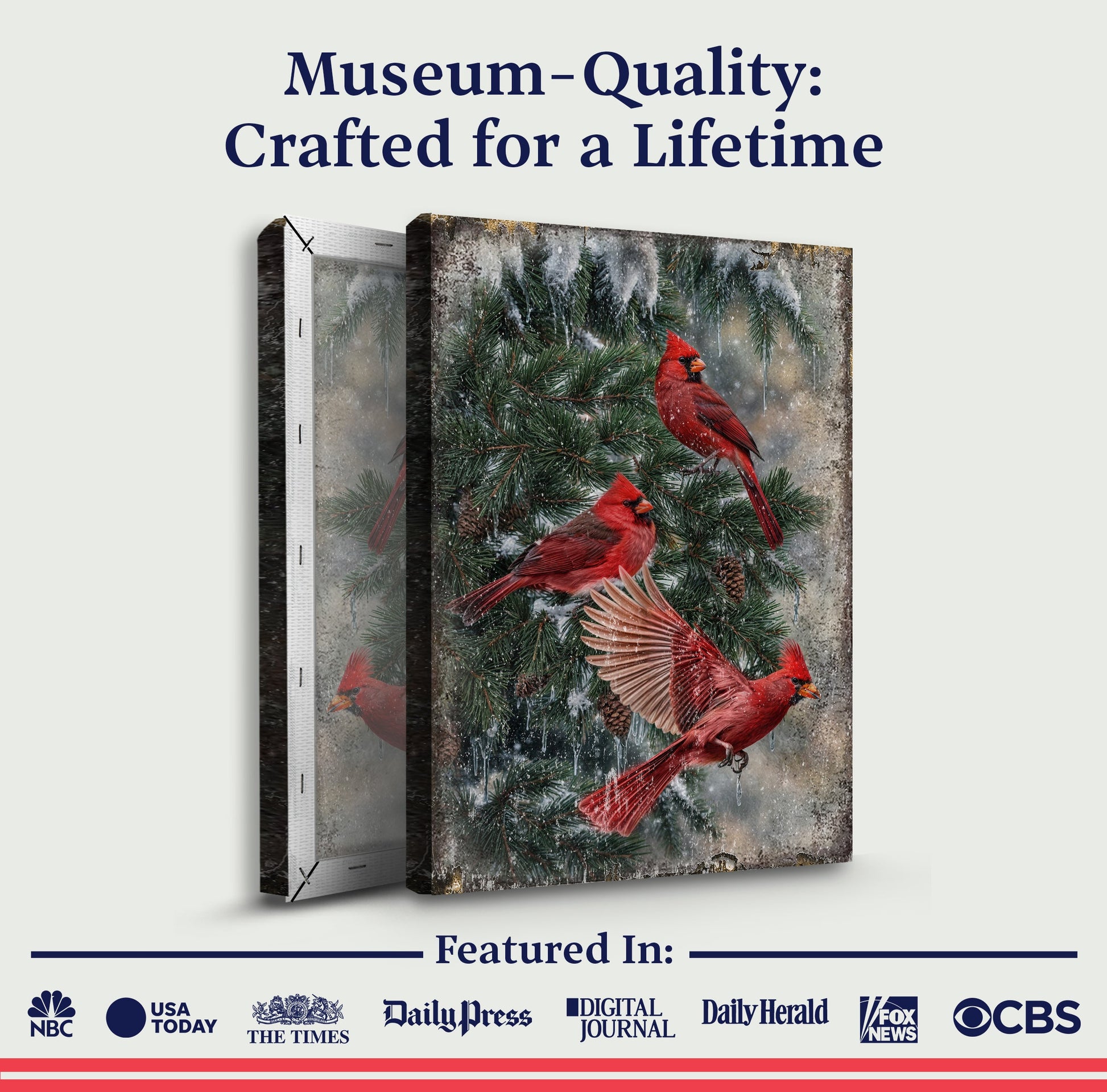 Vintage Cardinal Christmas Wall Art II