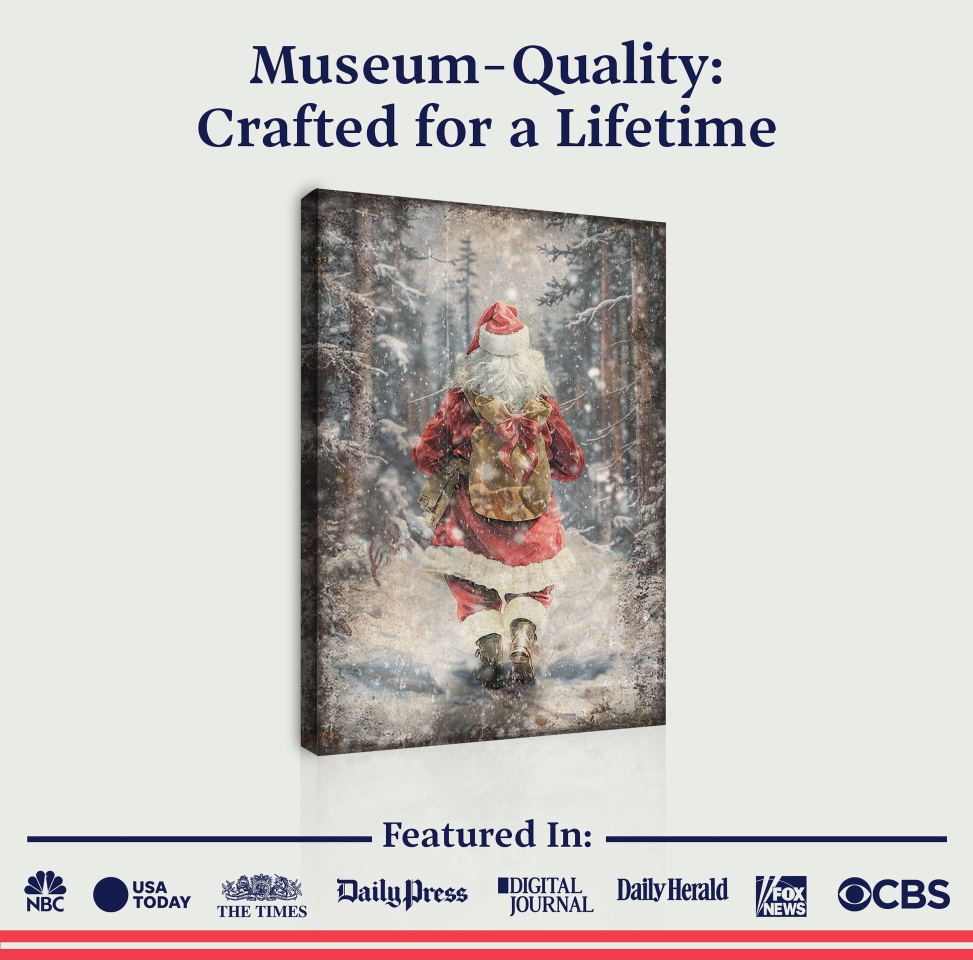 Vintage Santa Claus in Winter Forest Christmas Wall Art II