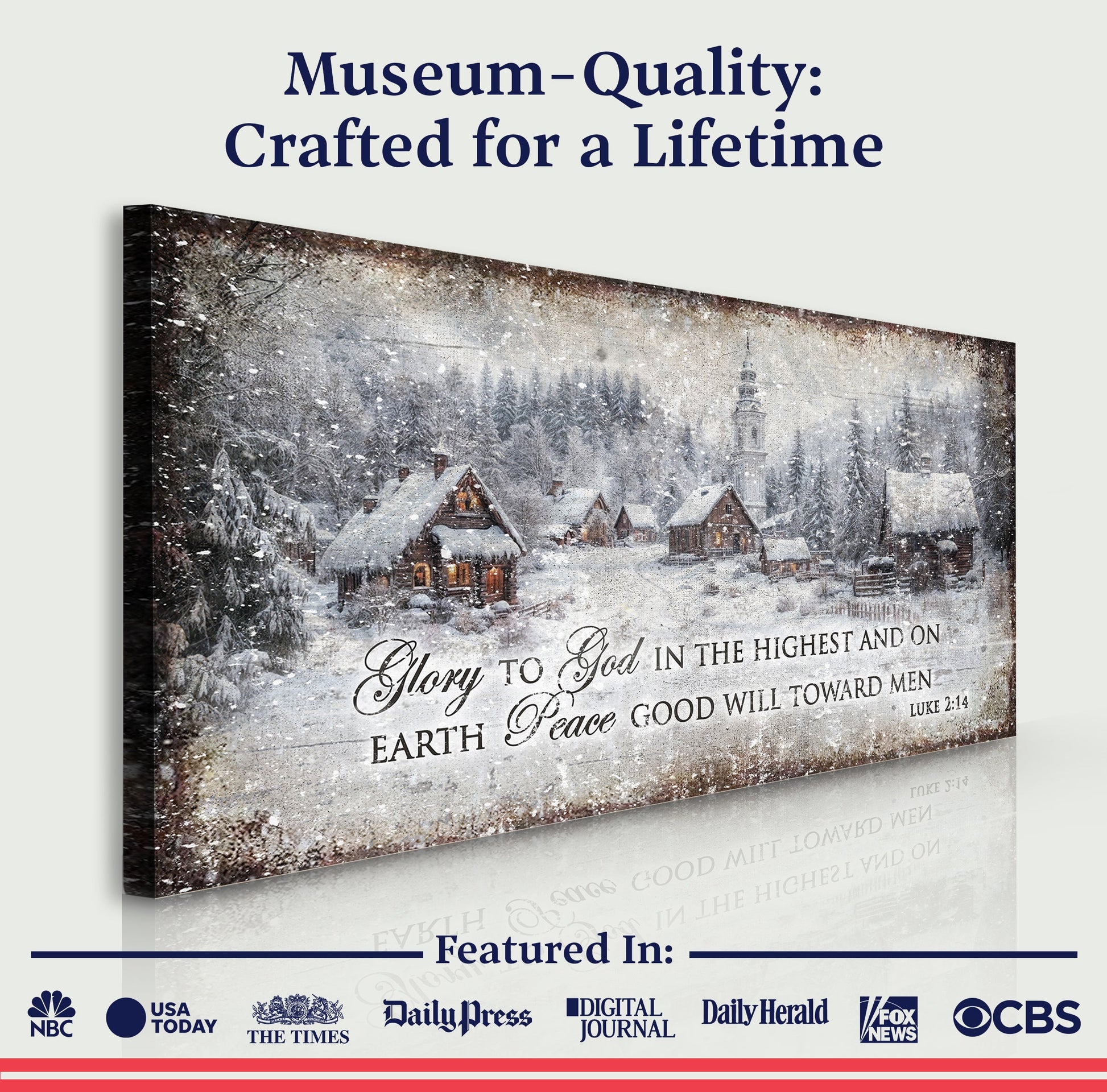 Vintage Christmas Village Luke 2:14 Scripture Sign