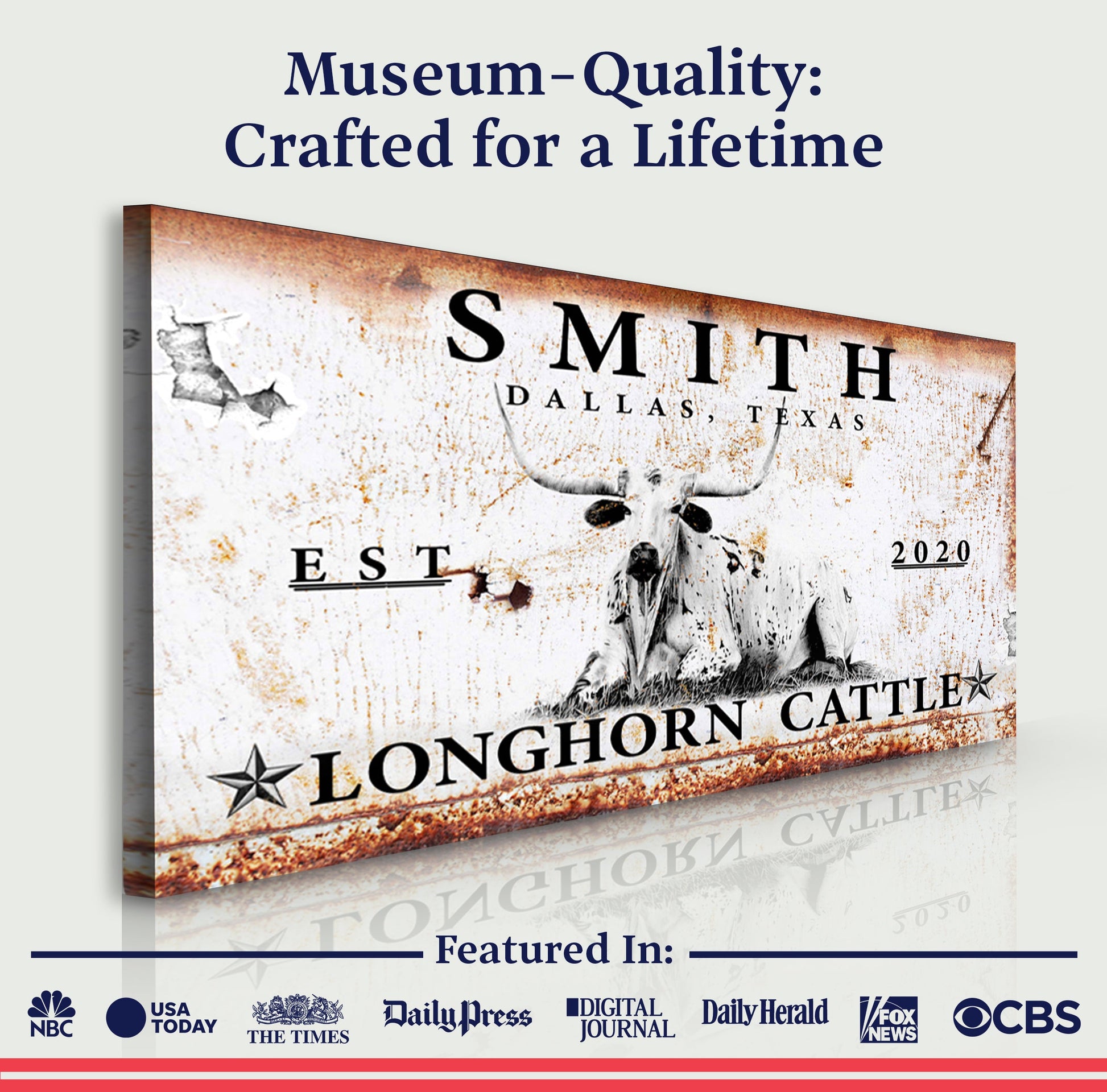 Longhorn Rustic Cattle Sign