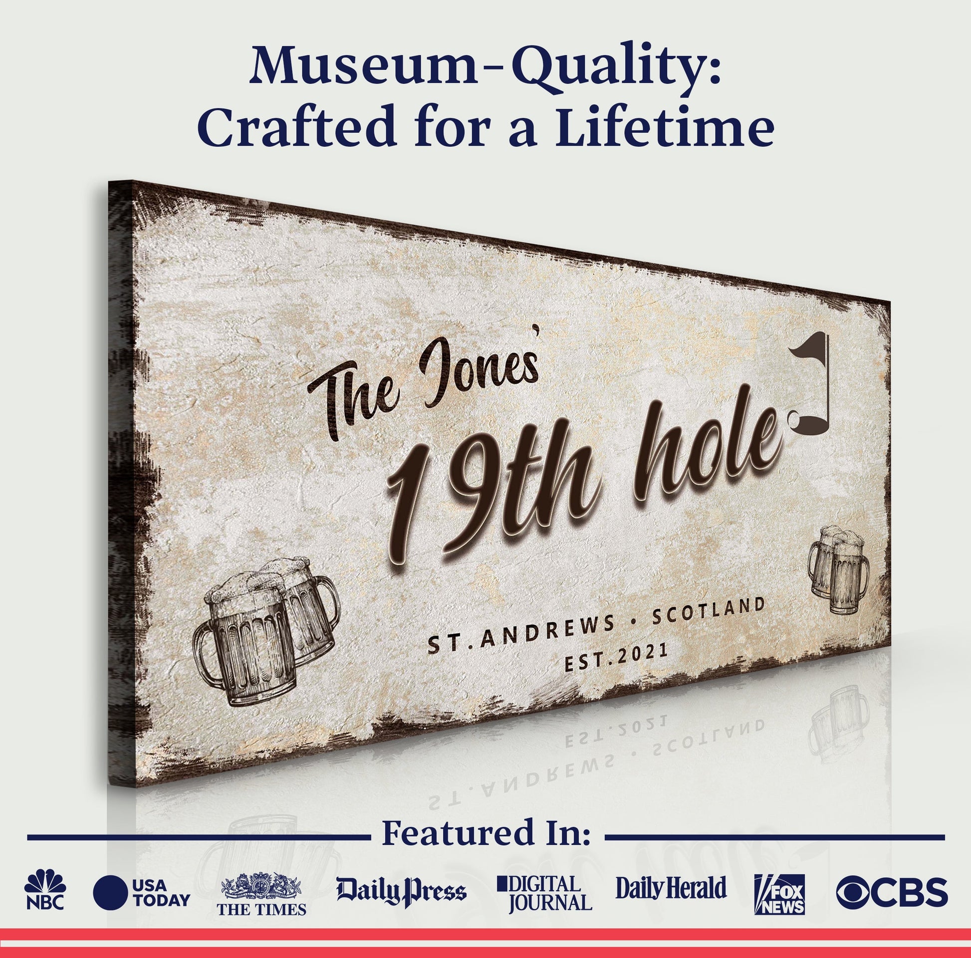 19th Hole Golf Personalized Sign III