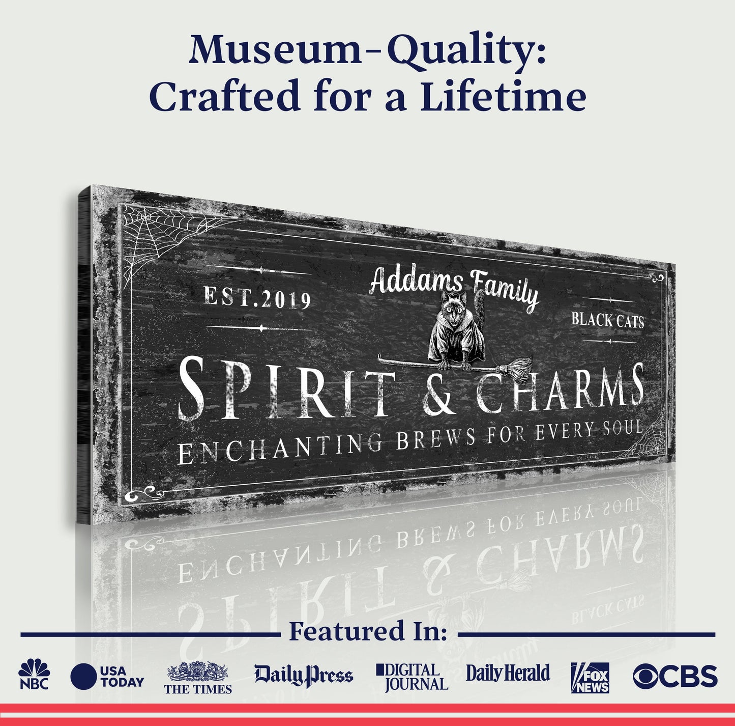 Black Cat’s Spirits & Charms Bar Halloween Sign