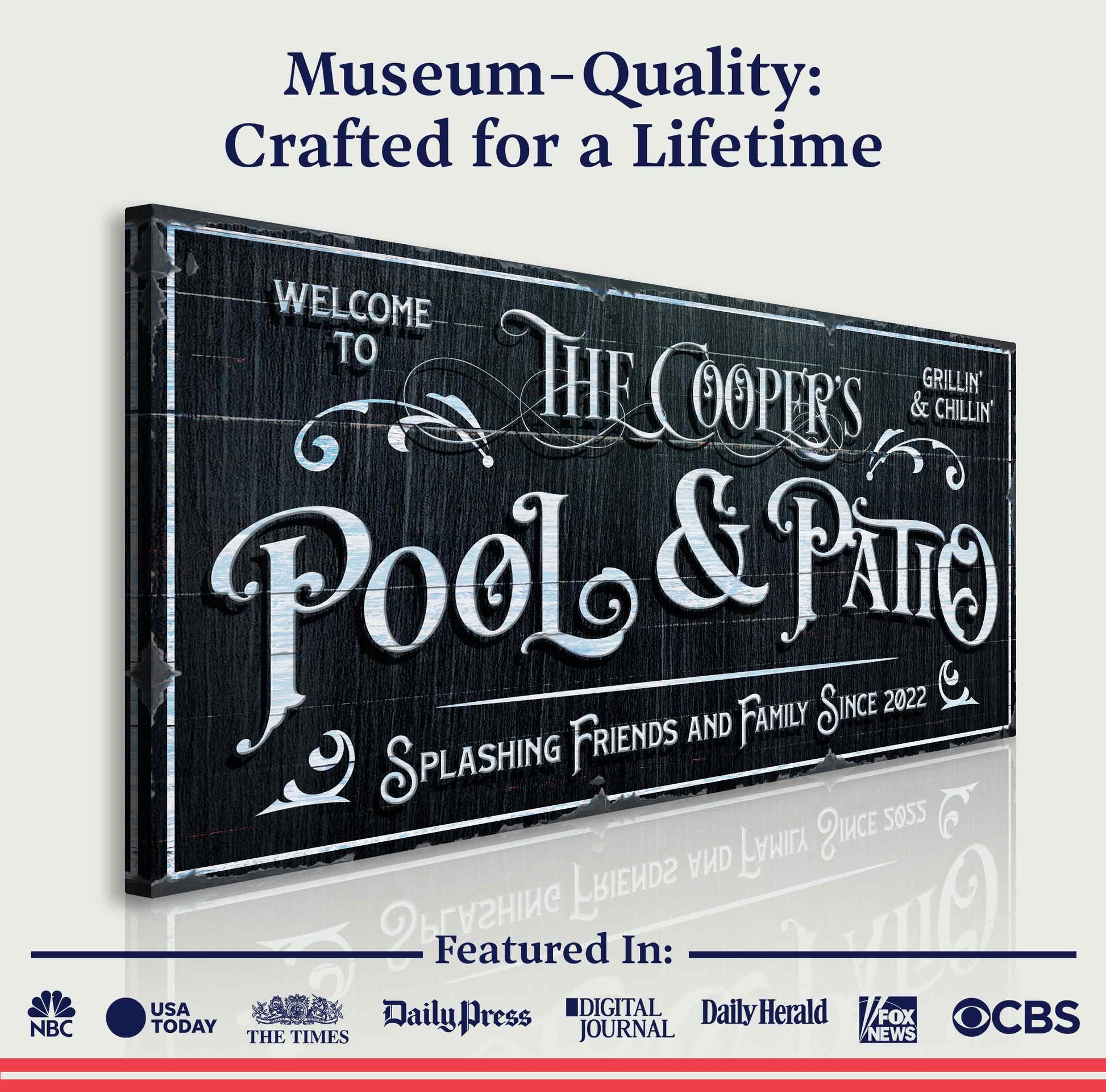 Personalized Pool Sign Black and White