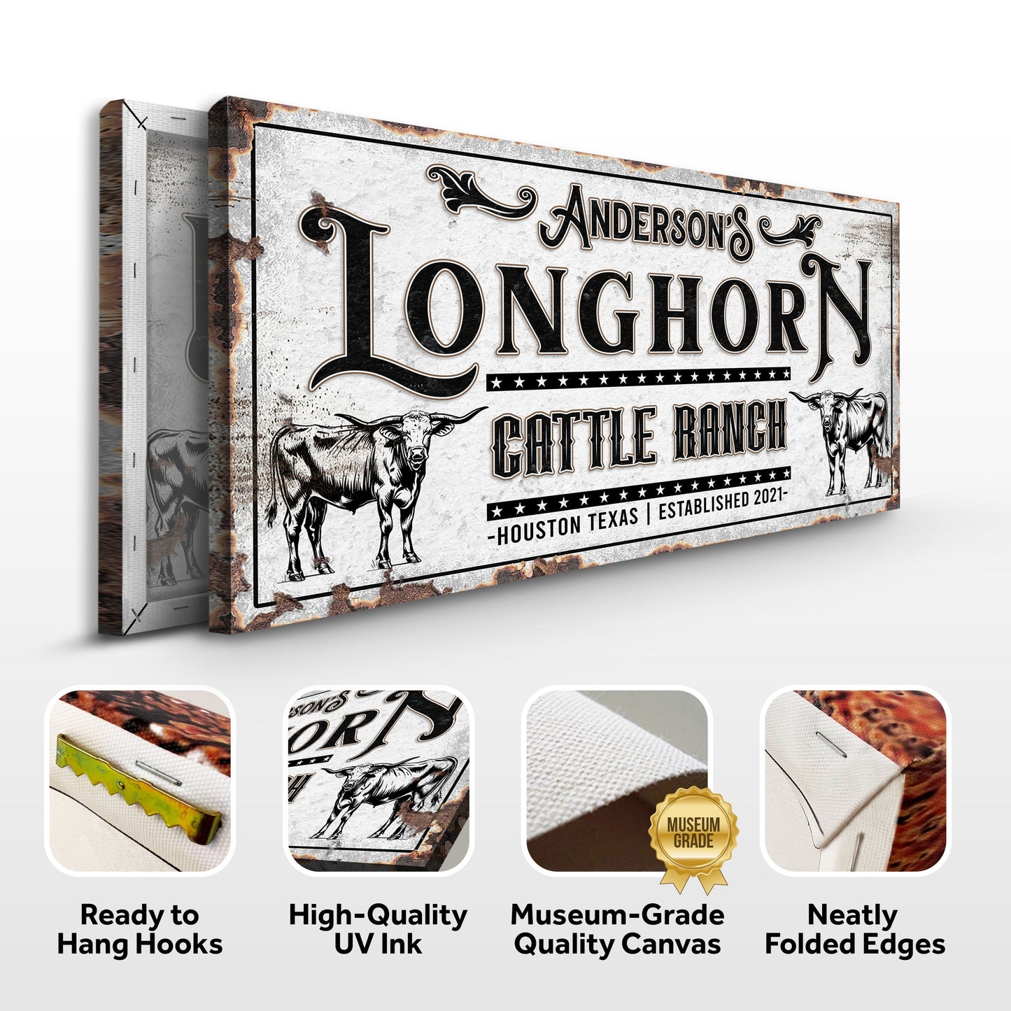 Personalized Long Horn Cattle Sign