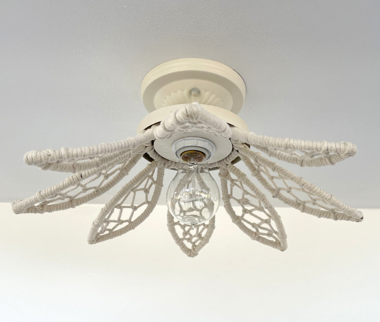 IVORY Natural FLORAL Ceiling Light Fixture