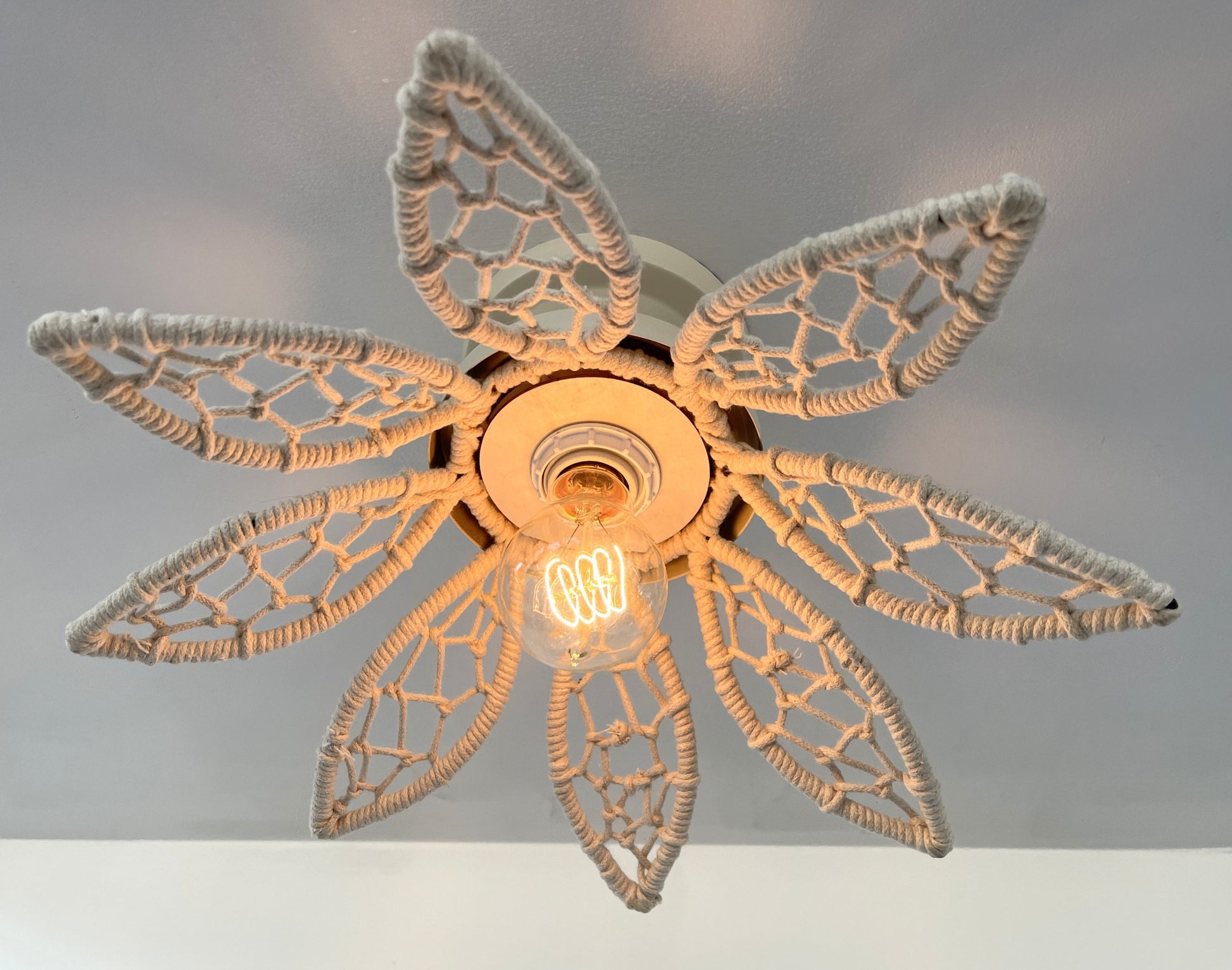 IVORY Natural FLORAL Ceiling Light Fixture