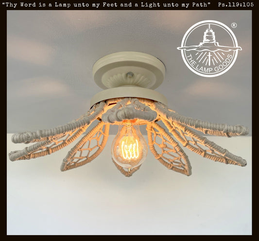 IVORY Natural FLORAL Ceiling Light Fixture