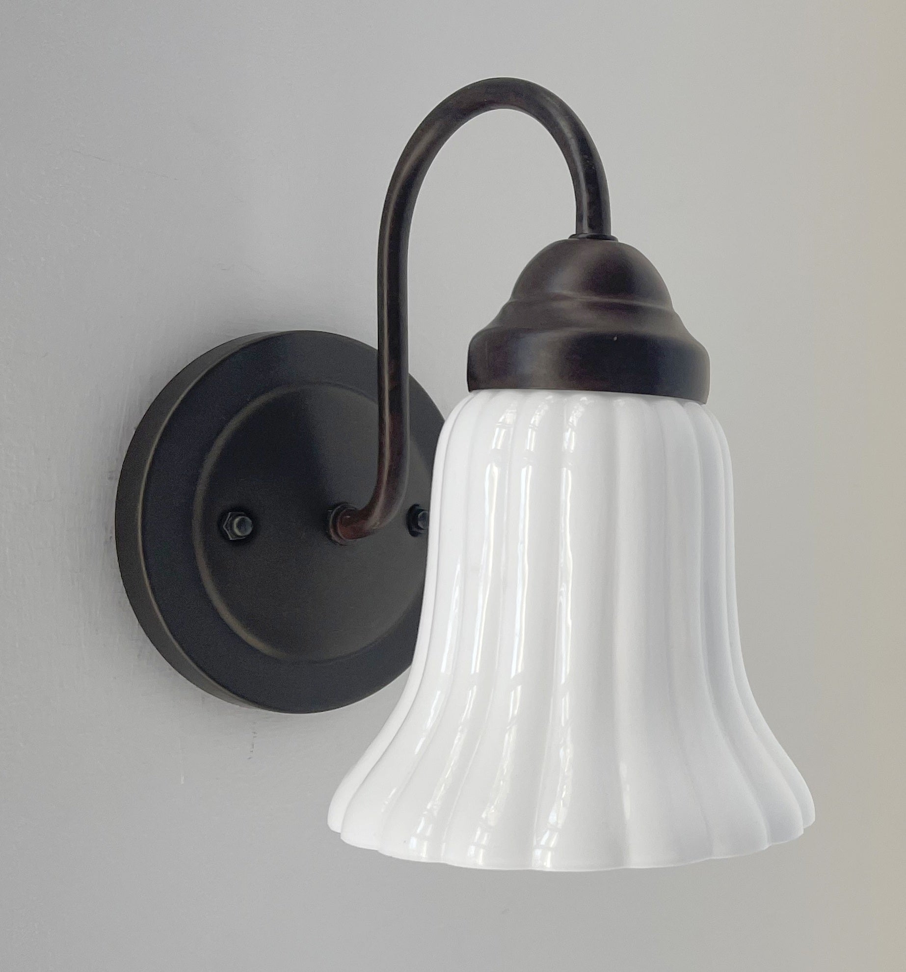 Fluted Milk Glass Wall Sconce