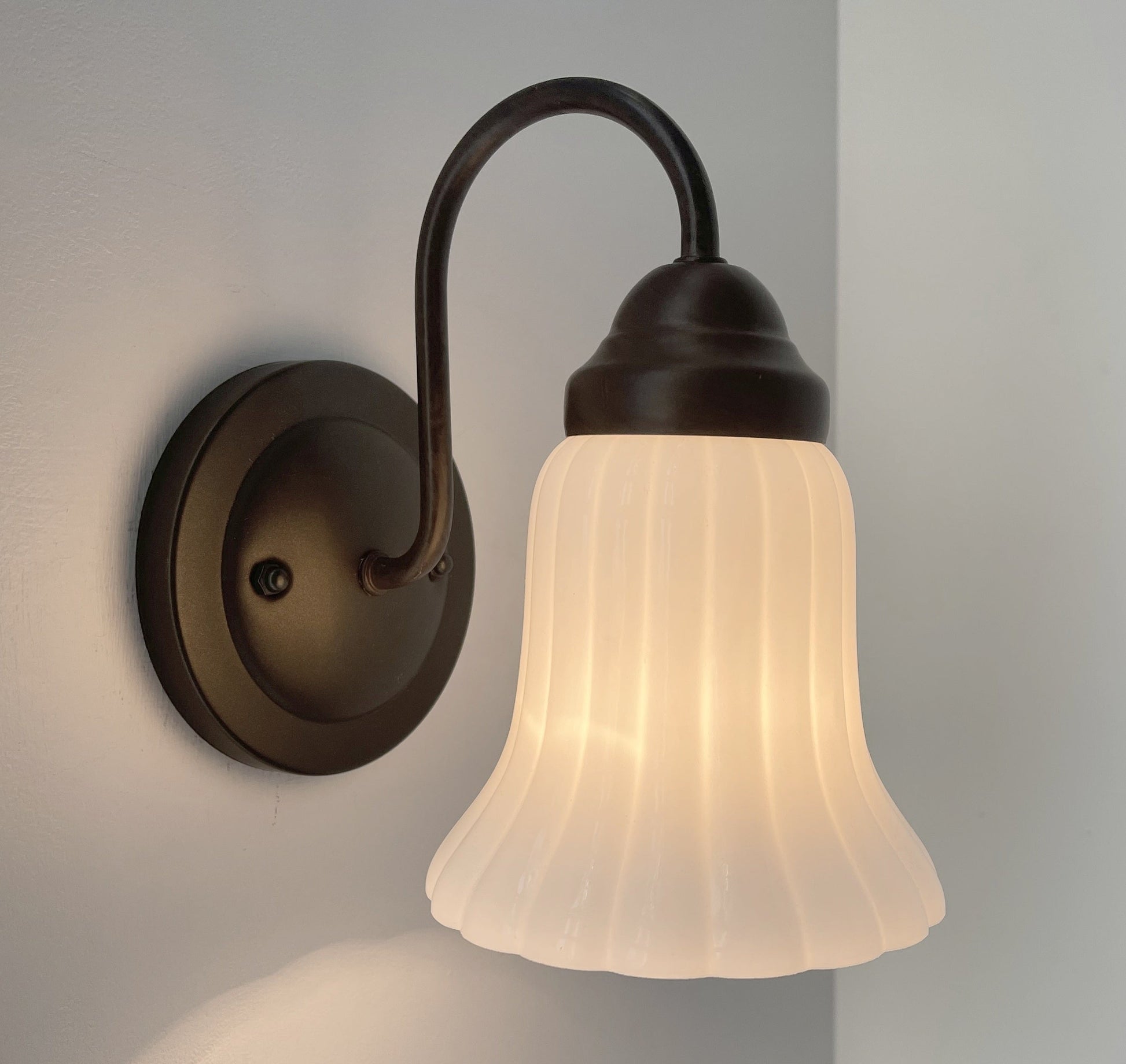 Fluted Milk Glass Wall Sconce