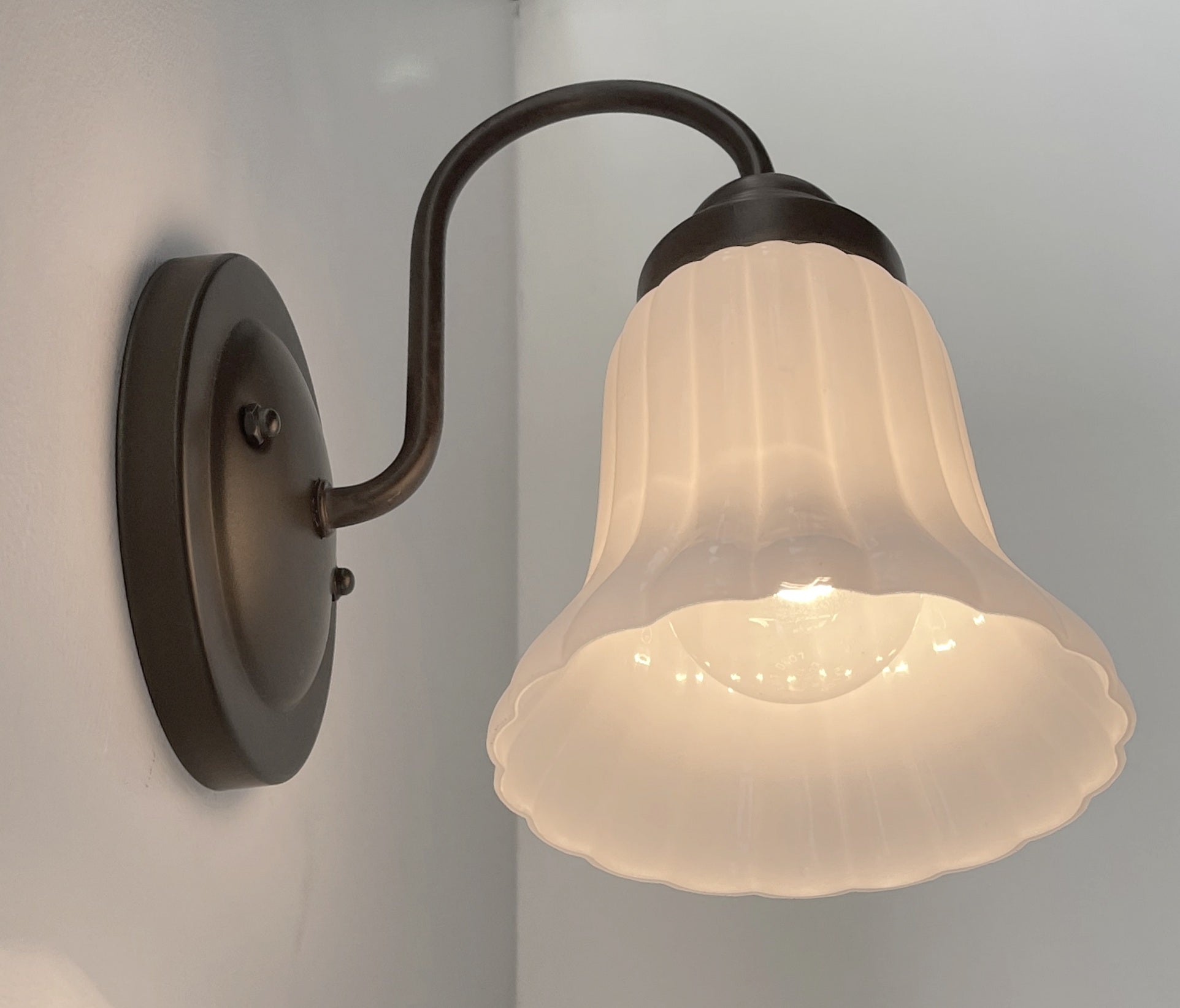 Fluted Milk Glass Wall Sconce