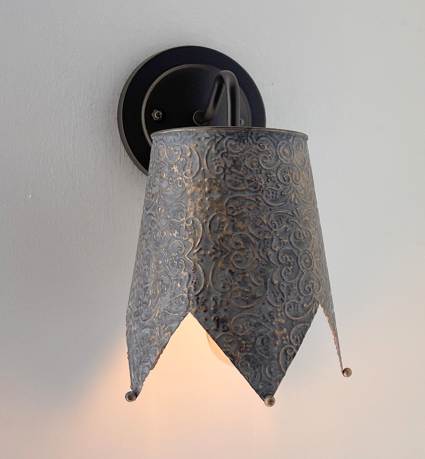 Jubilant Ornate Copper Wall Sconce Light Fixture
