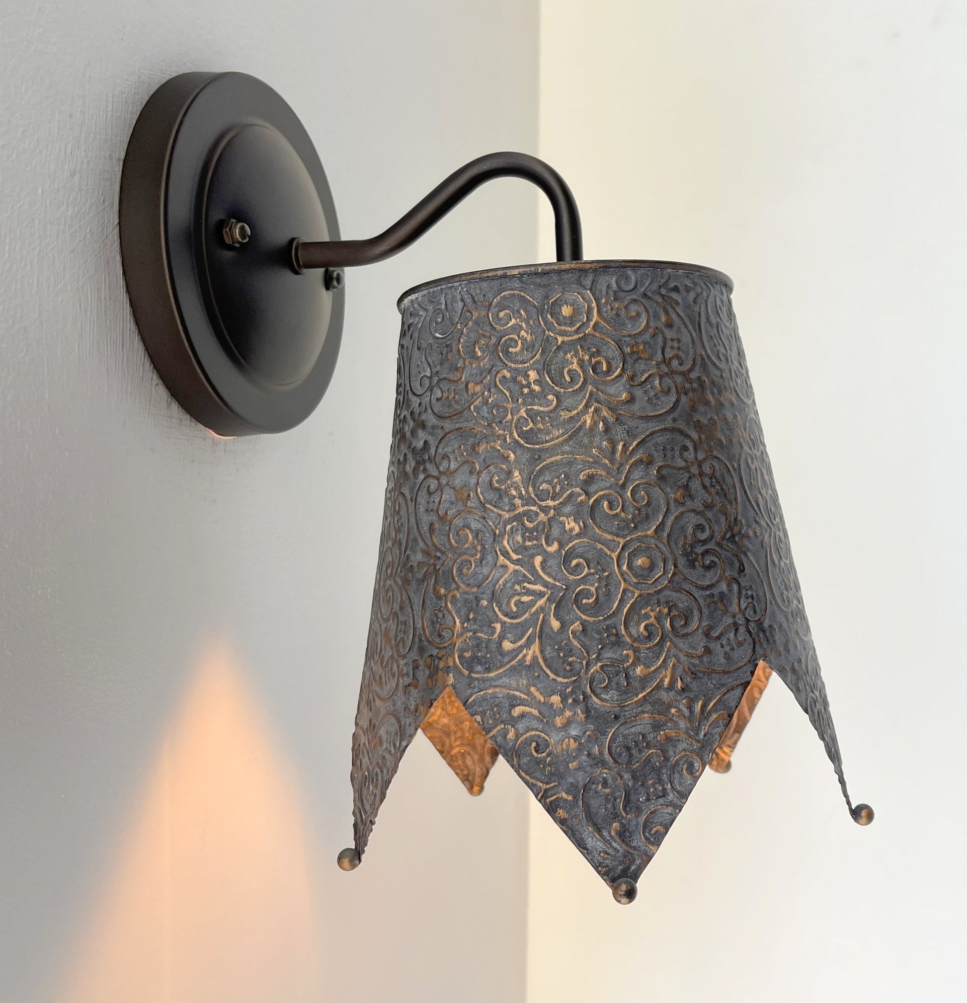 Jubilant Ornate Copper Wall Sconce Light Fixture