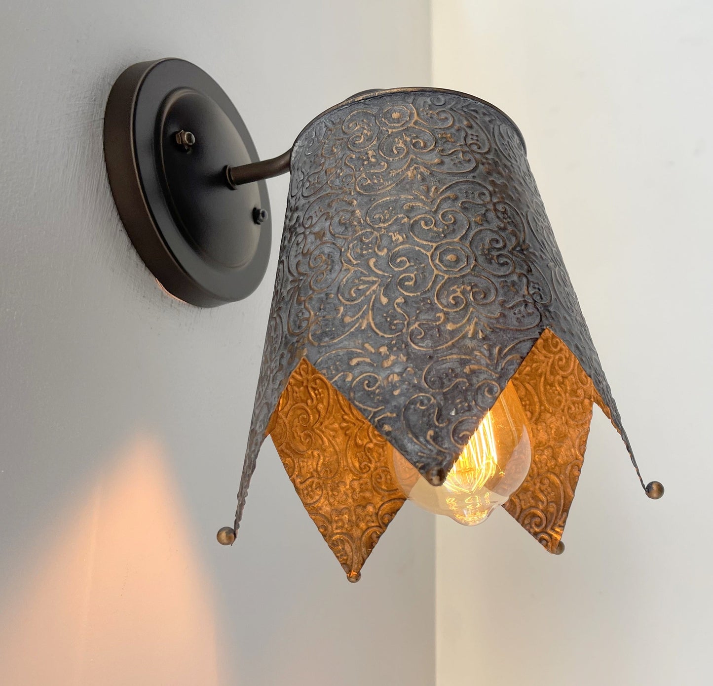 Jubilant Ornate Copper Wall Sconce Light Fixture