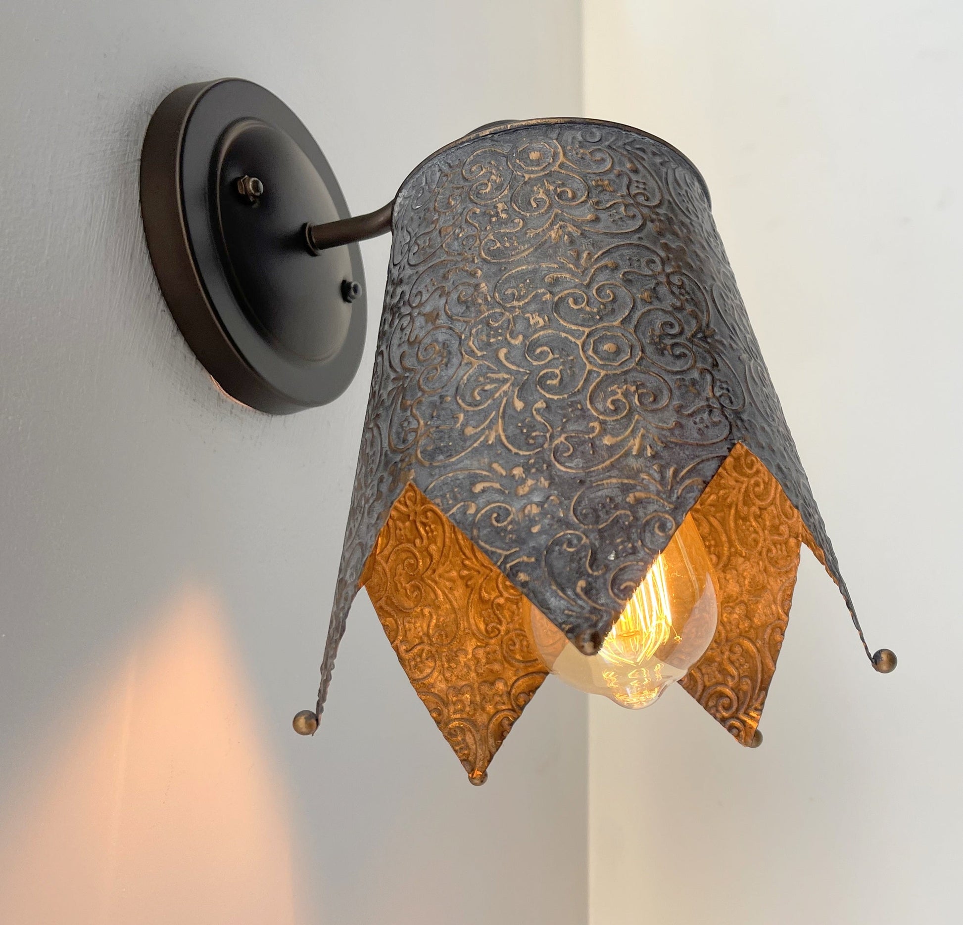 Jubilant Ornate Copper Wall Sconce Light Fixture