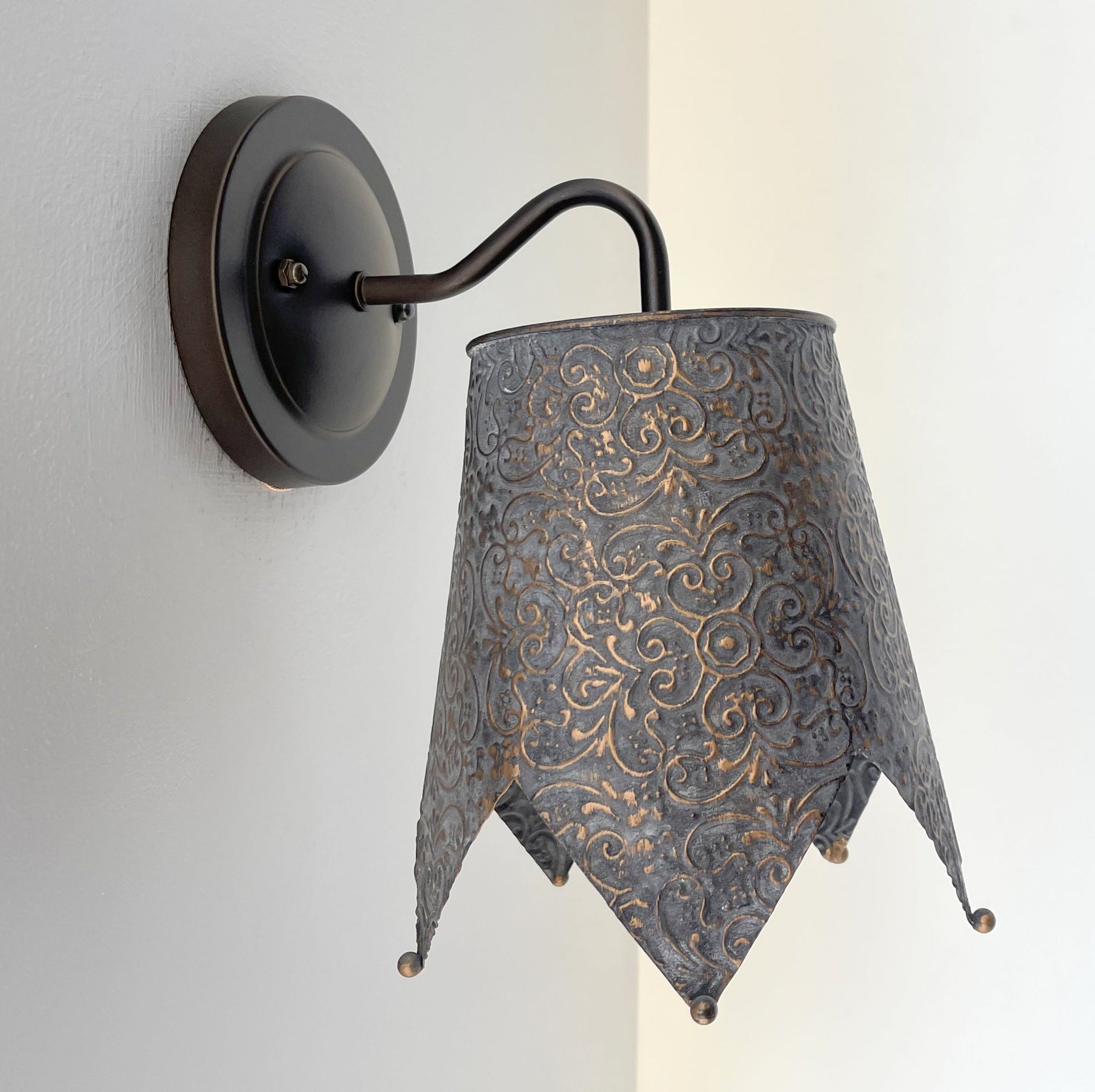 Jubilant Ornate Copper Wall Sconce Light Fixture