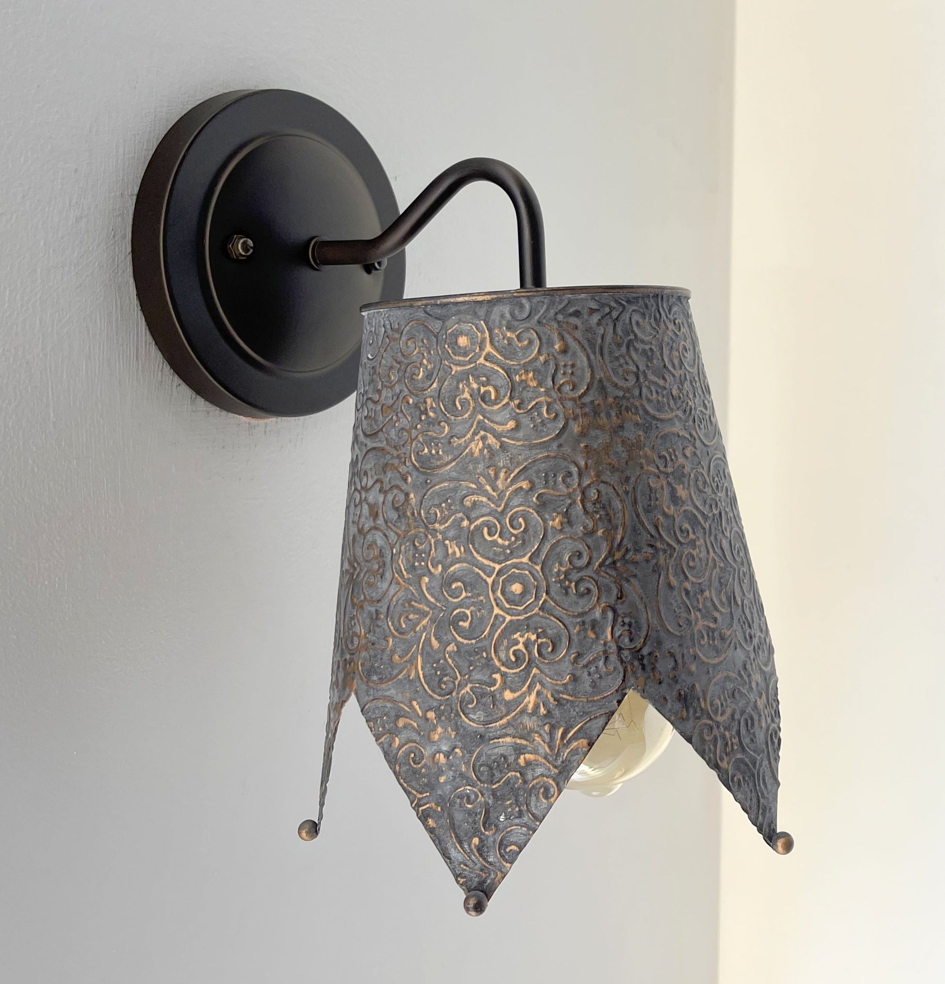 Jubilant Ornate Copper Wall Sconce Light Fixture