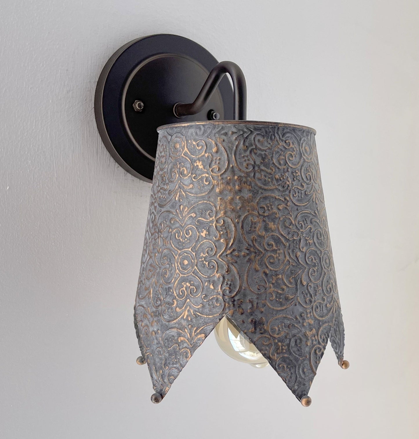 Jubilant Ornate Copper Wall Sconce Light Fixture