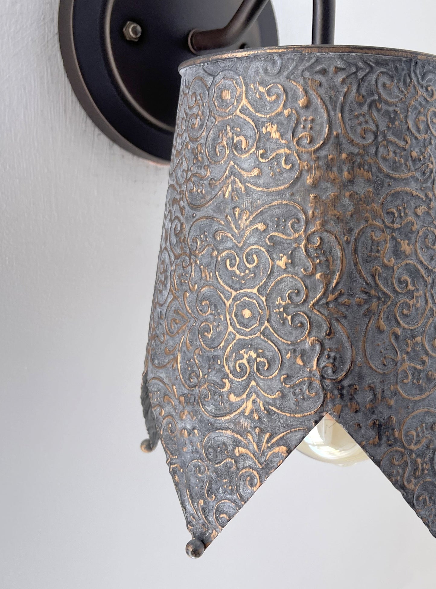 Jubilant Ornate Copper Wall Sconce Light Fixture