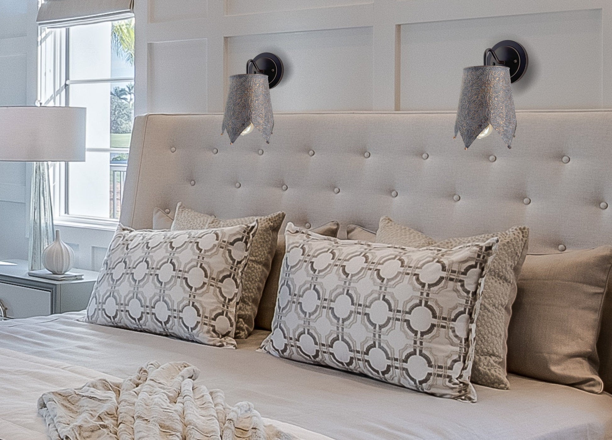 Jubilant Ornate Copper Wall Sconce Light Fixture