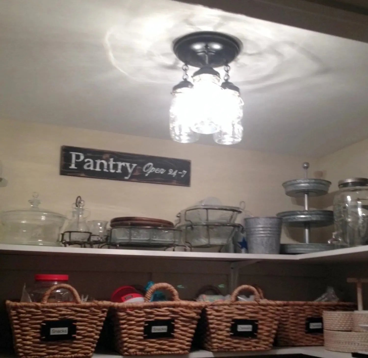 Mason Jar Vintage Light Fixture - Quart Chain Trio