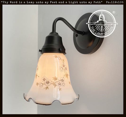 Antique PRINTED FLORAL 1960's Wall Sconce Lighting