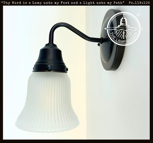 Frosted Bell-Shaped Holophane Glass Wall Sconce or Pendant Light