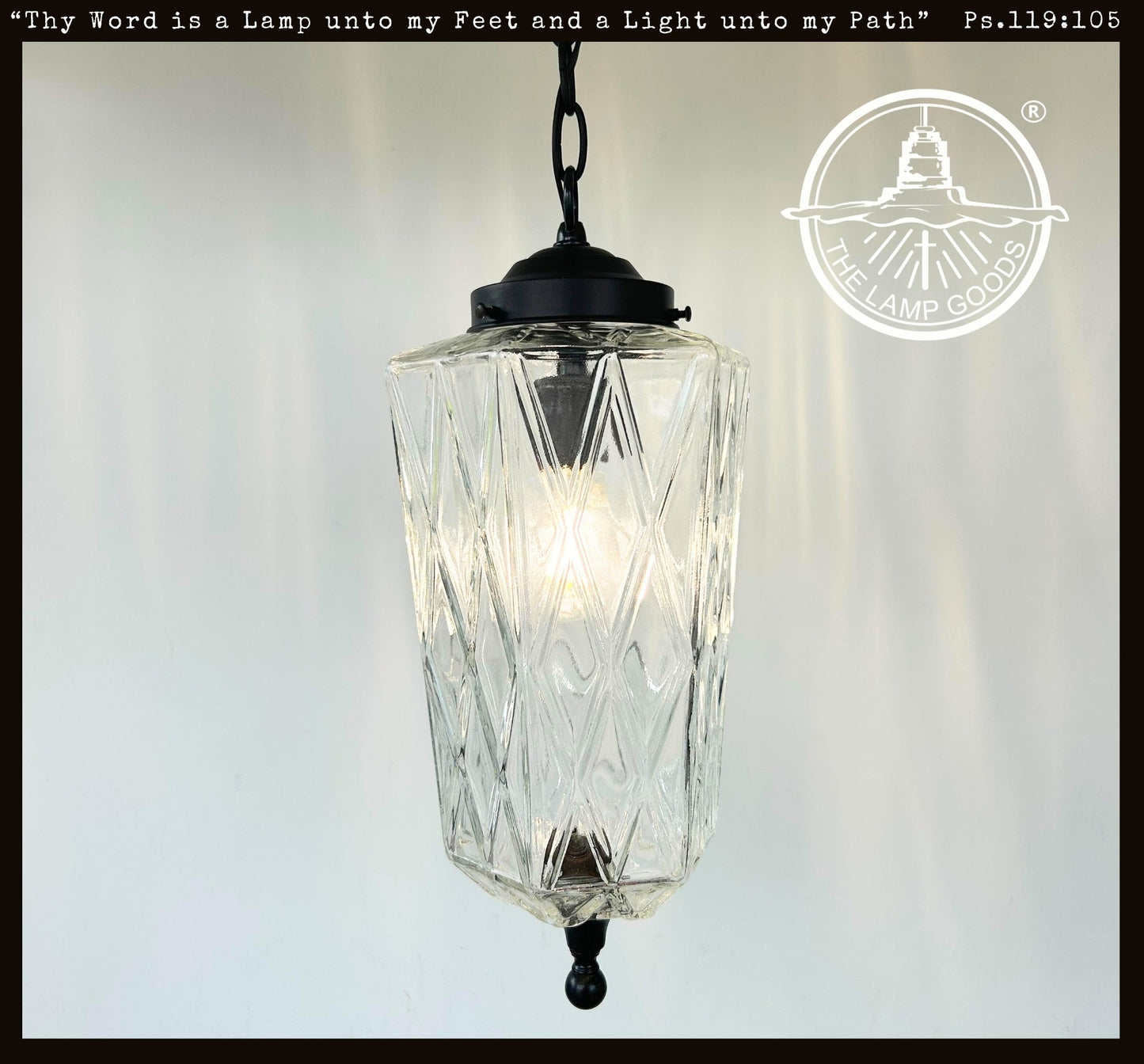 Vintage Diamond Prism Glass Pendant Light