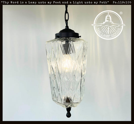 Vintage Diamond Prism Glass Pendant Light
