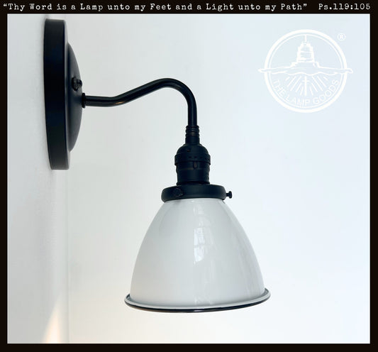 Petite White Enamel Farmhouse Wall Sconce Lighting