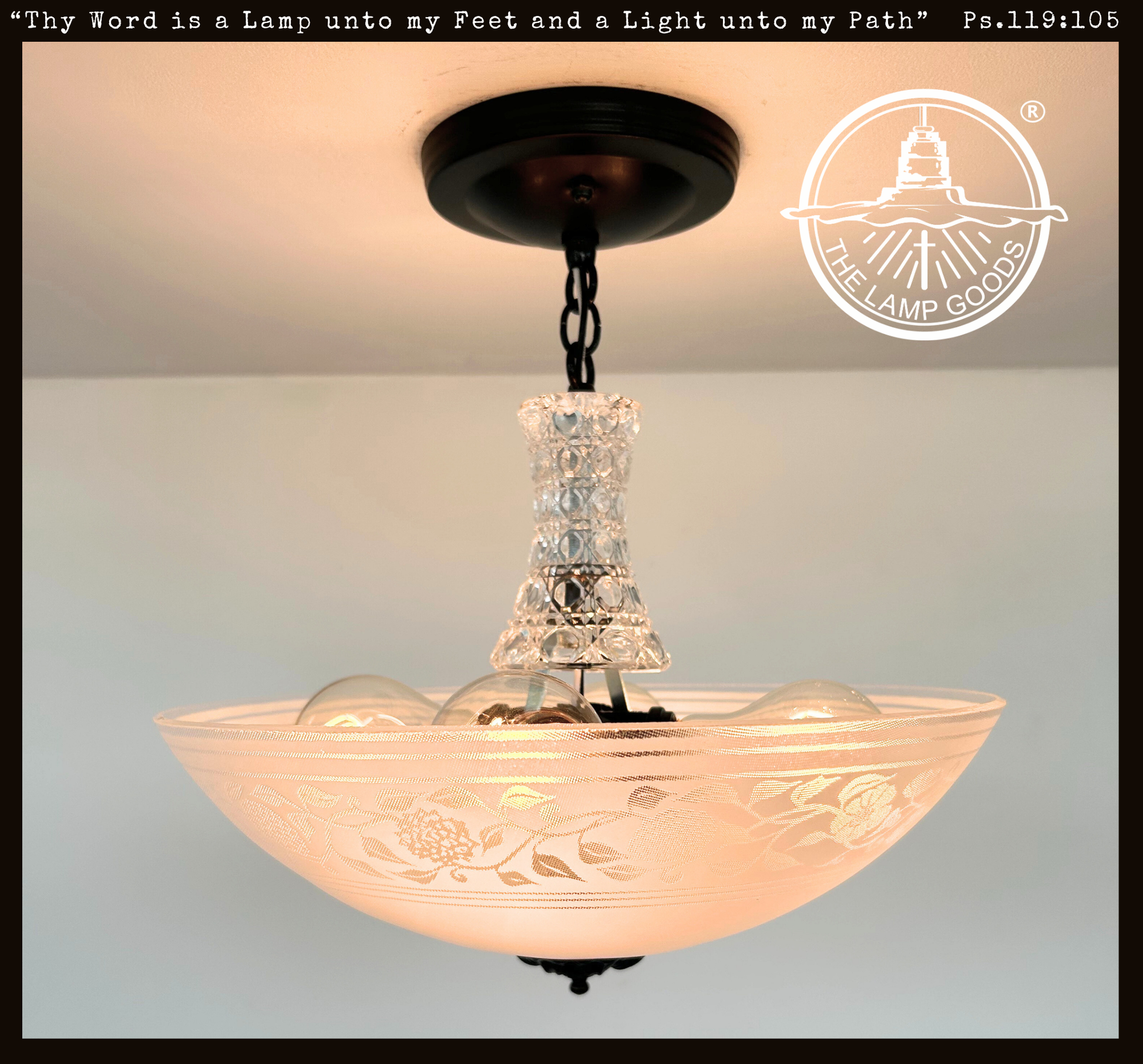 Floral Frost and Clear Vintage Antique Chandelier