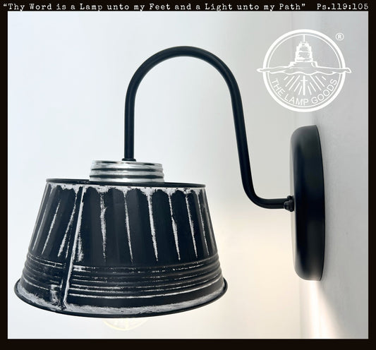 Black Ribbed Galvanized Wall Sconce