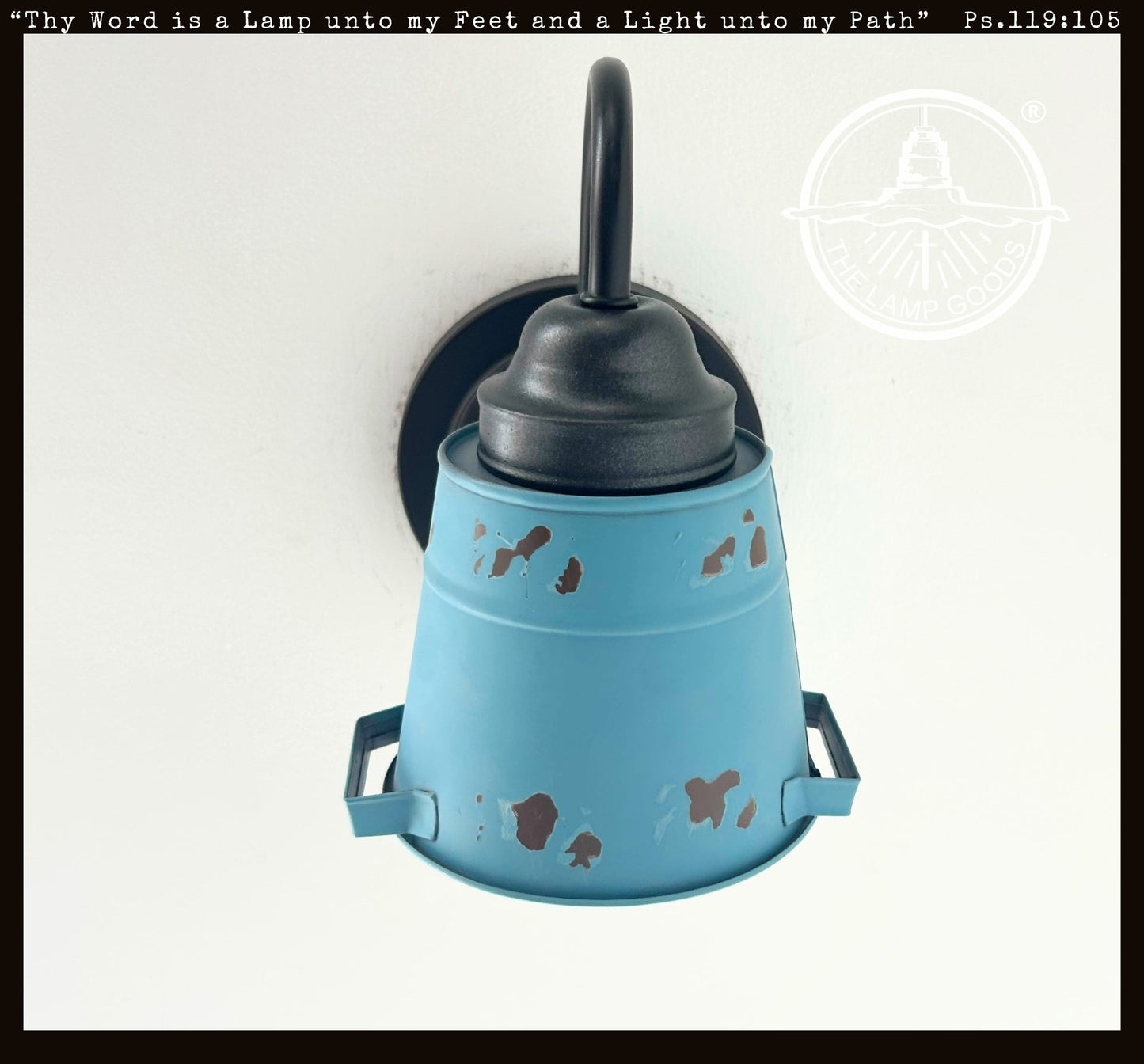 Distressed Rustic Blue Farmhouse Wall Sconce