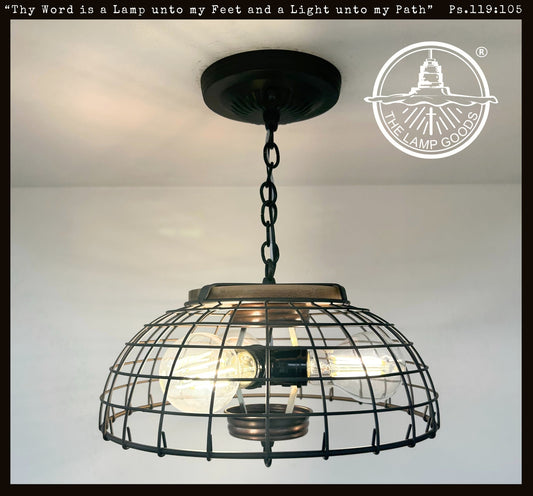 Rustic Industrial Wire Cage Pendant Light
