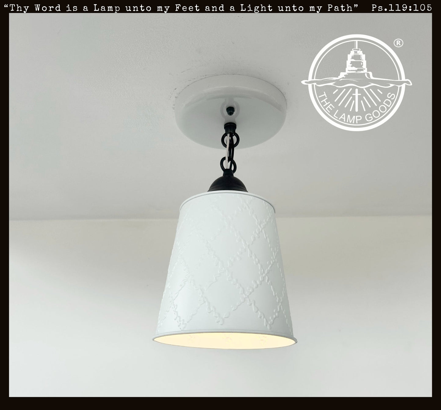 Embossed White Tin Ceiling Light