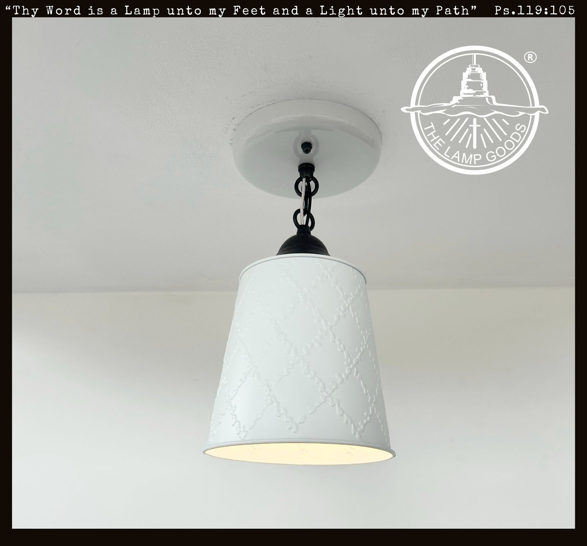 Embossed White Tin Ceiling Light