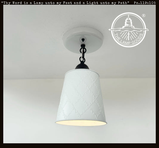 Embossed White Tin Ceiling Light