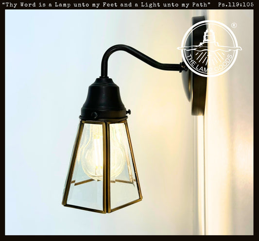 Clear Glass and Brass Wall Sconce or Pendant Light