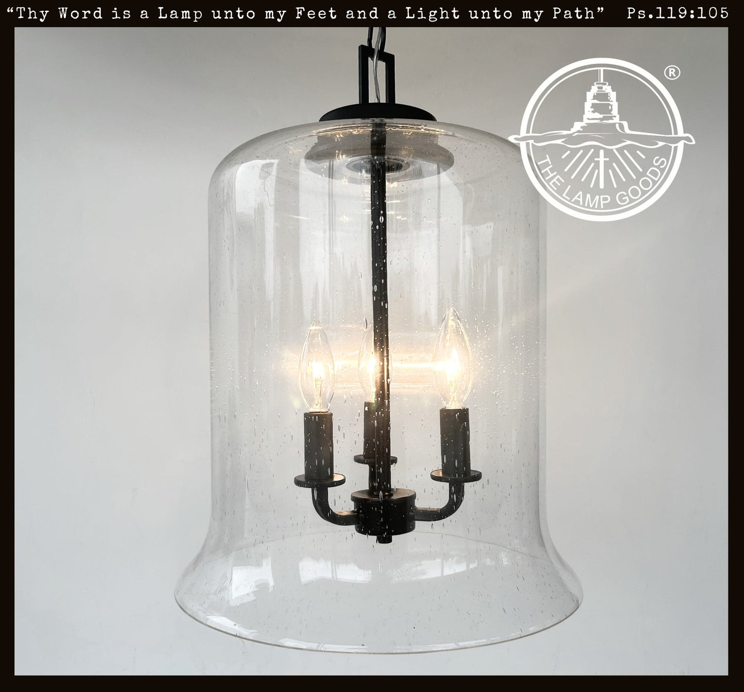 Extra Large Clear Seeded Glass Bell Pendant Light