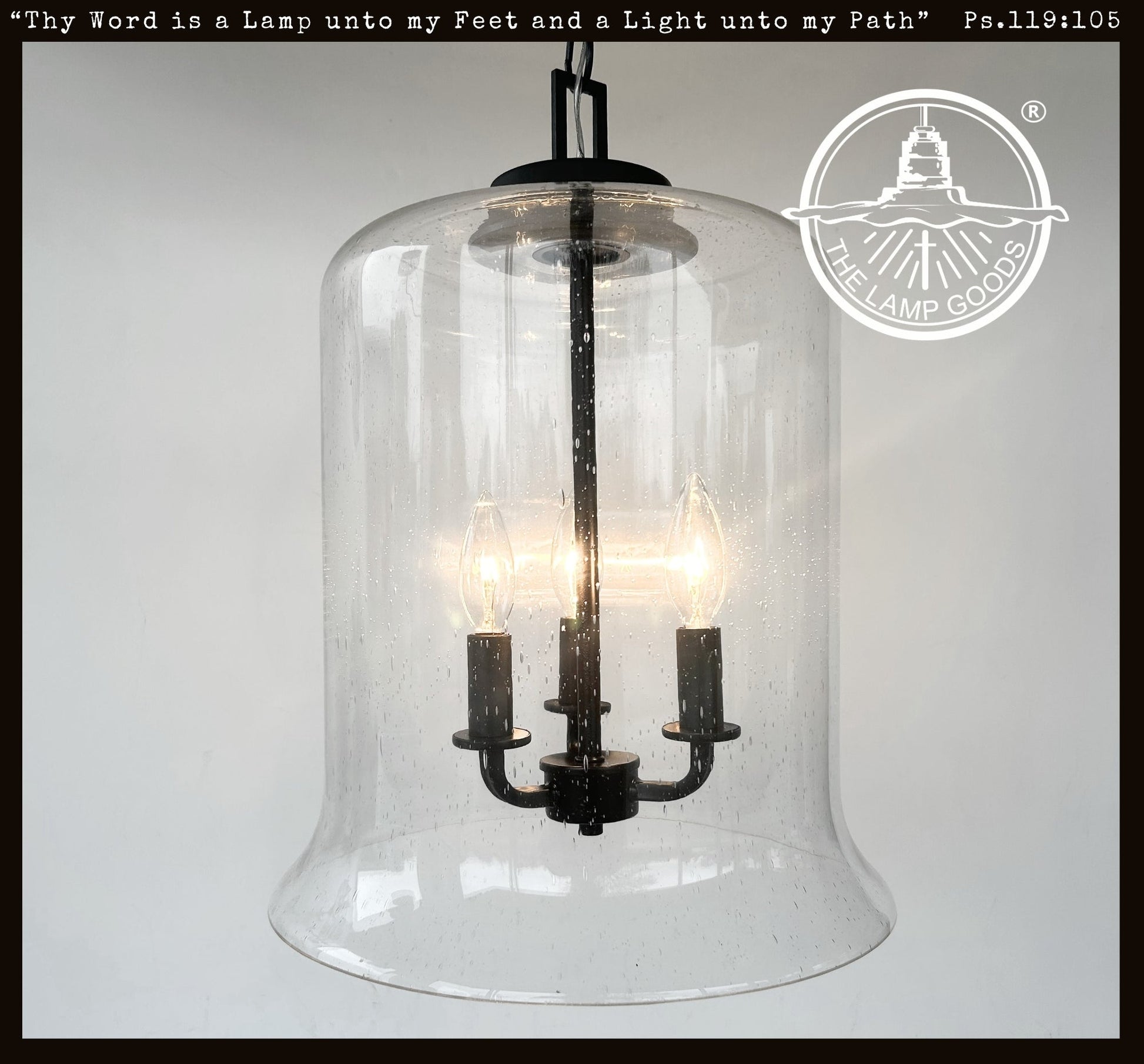 Extra Large Clear Seeded Glass Bell Pendant Light