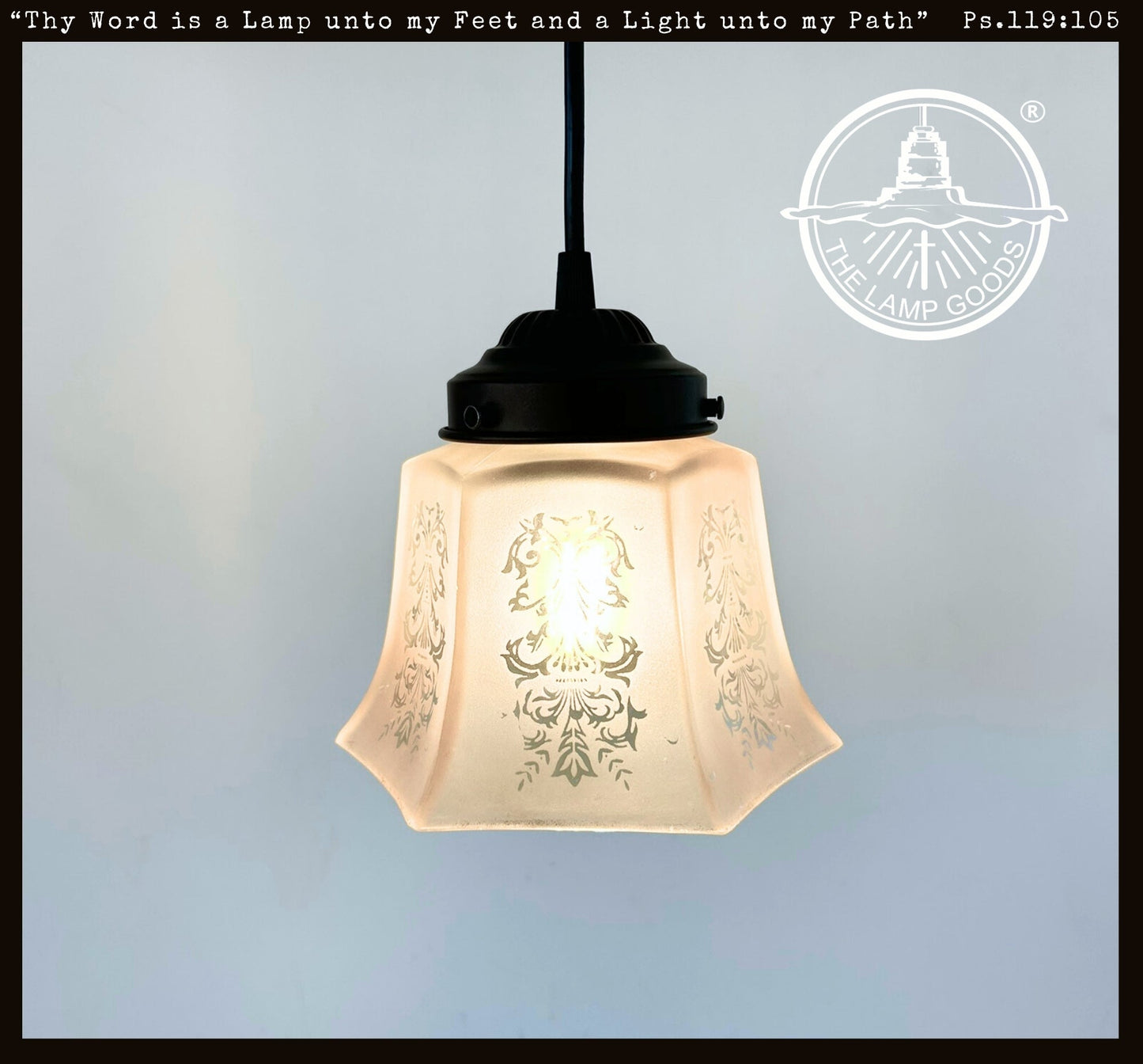 Heavy Vintage Amber Square Frosted Pendant