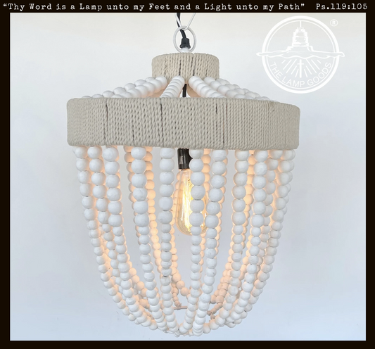 Very Large Farmhouse Beaded Chandelier Pendant Light