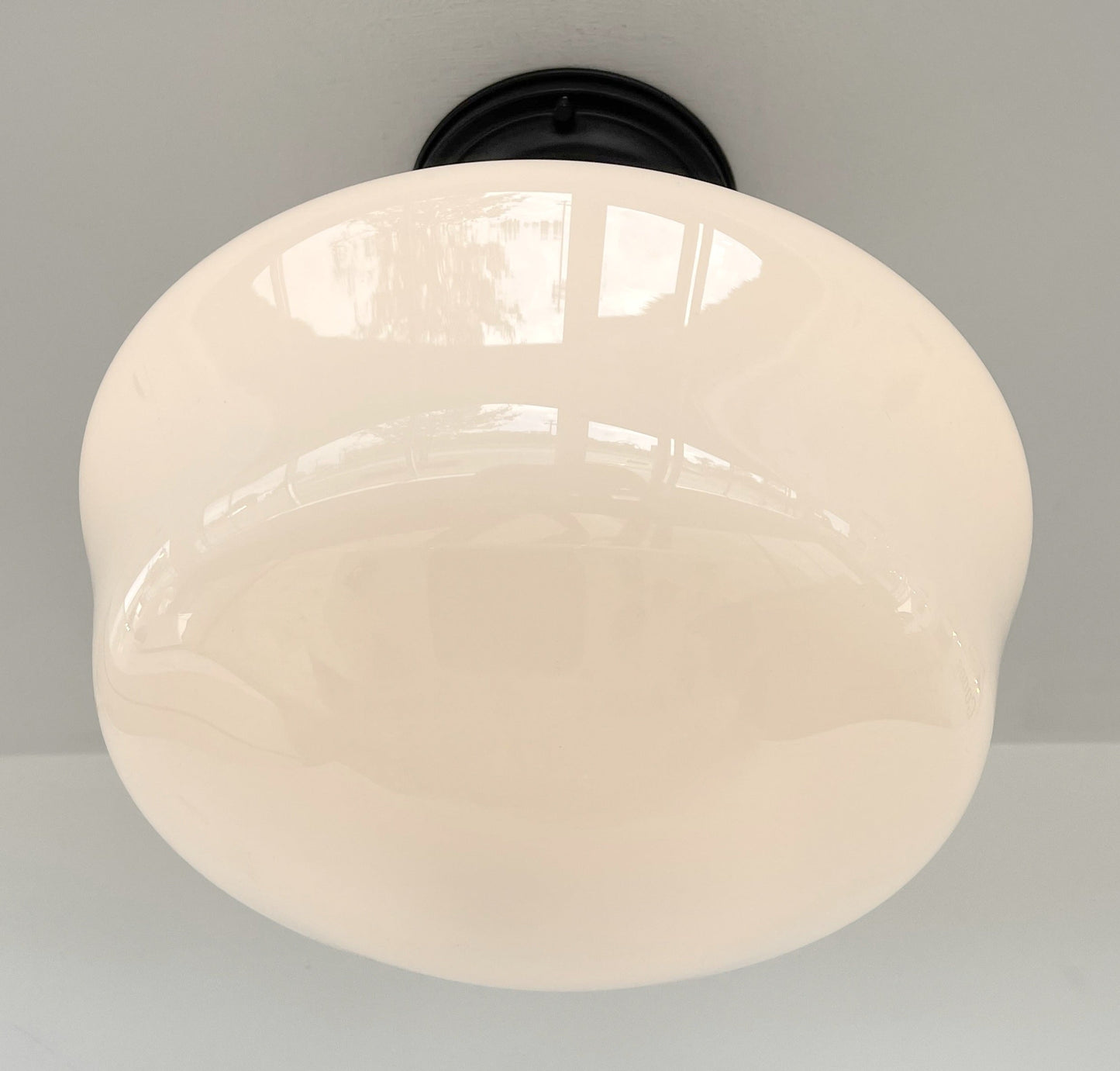 SCHOOLHOUSE Authentic Historical 1930's Antique Milk Glass Ceiling Light