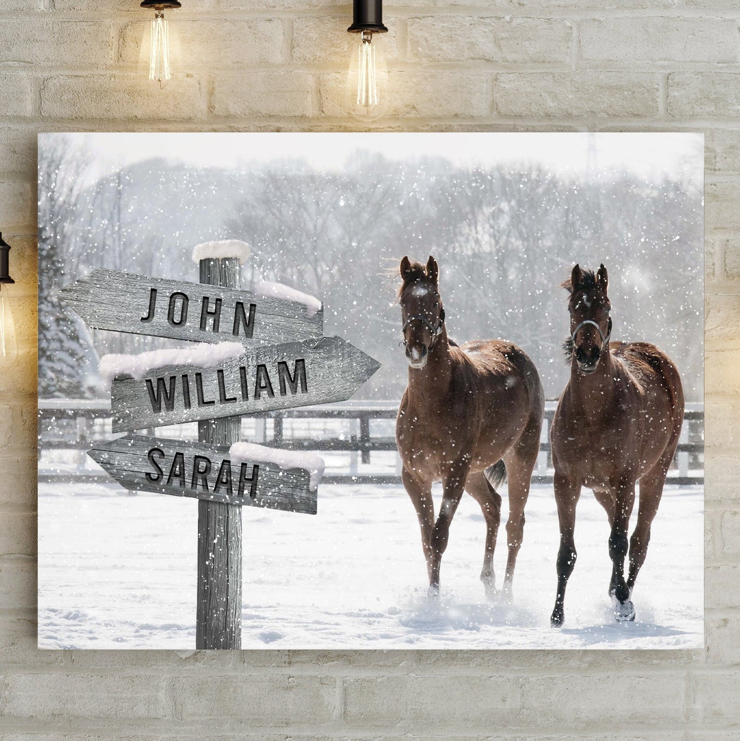 Snow Horses Vintage Name Sign