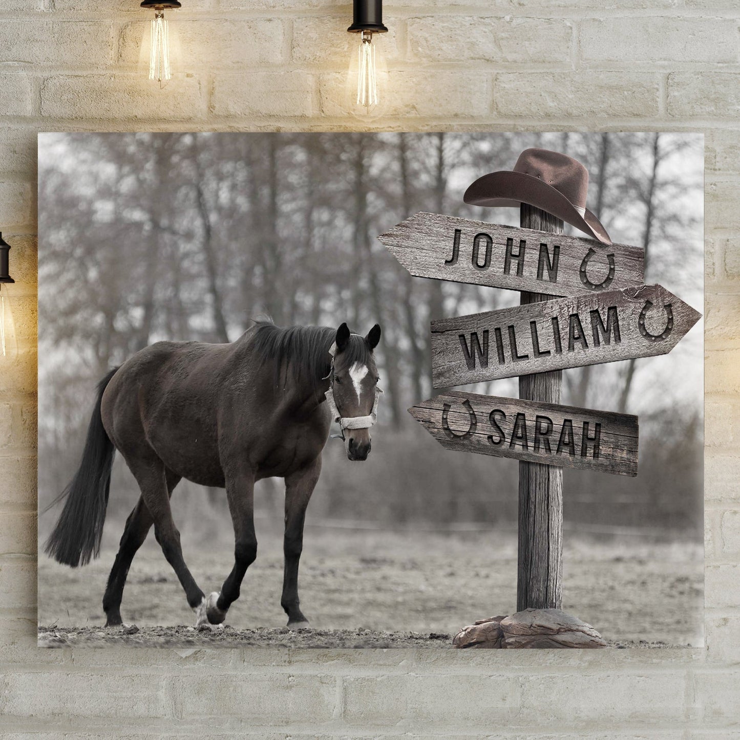 Snow Horses Vintage Name Sign