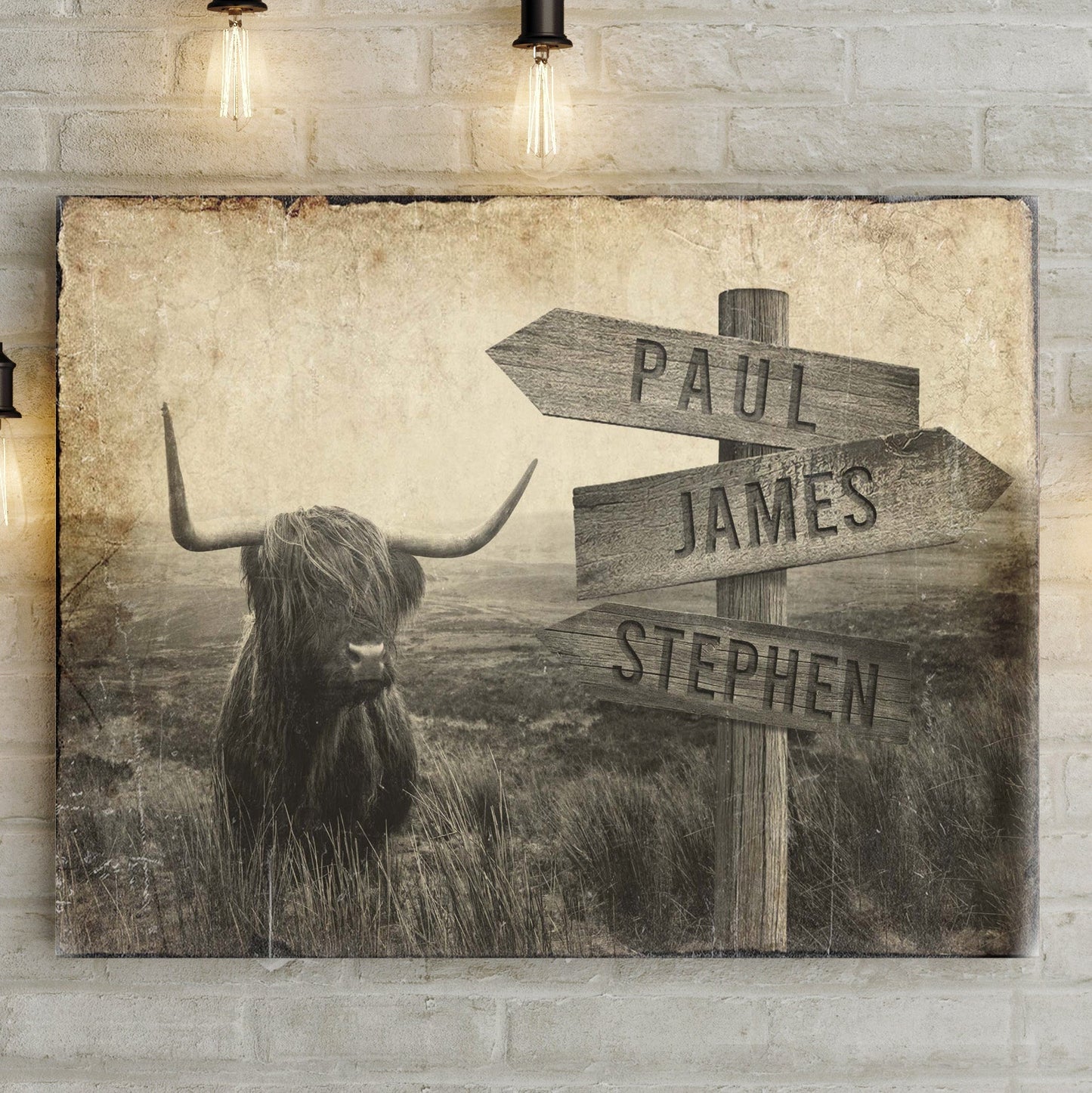 Highland Cow Rustic Sign