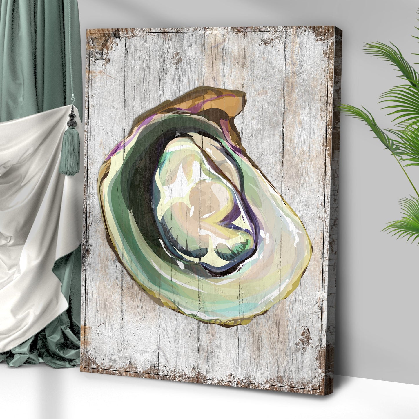 Oyster Shell Coastal Portrait Canvas Wall Art
